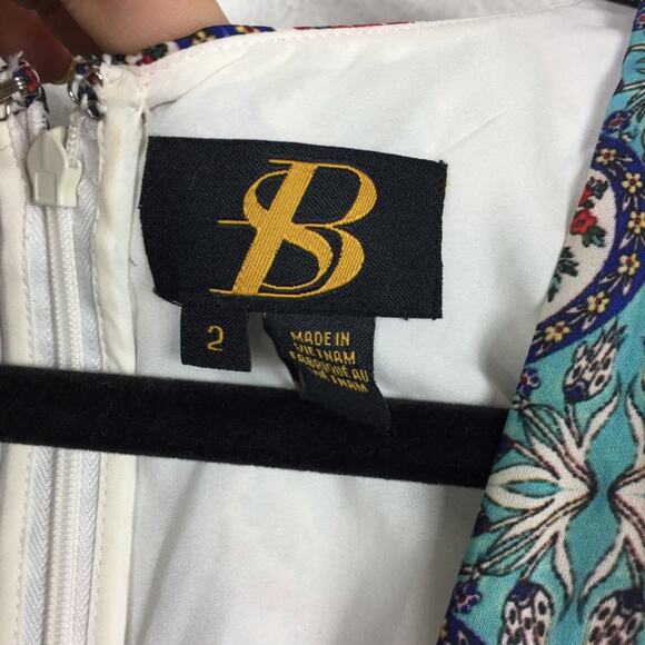 Anthropologie Sachin + Babi Maxi Dress Size 2 Tasseled Red Blue Abstract Satin - Picture 5 of 16